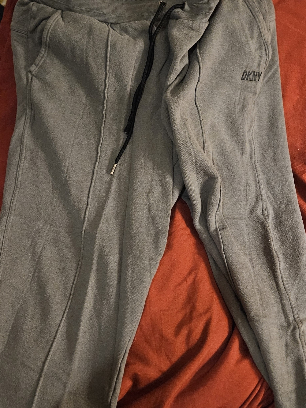 DKNY Gray Casual Fleece Joggers with Drawstring